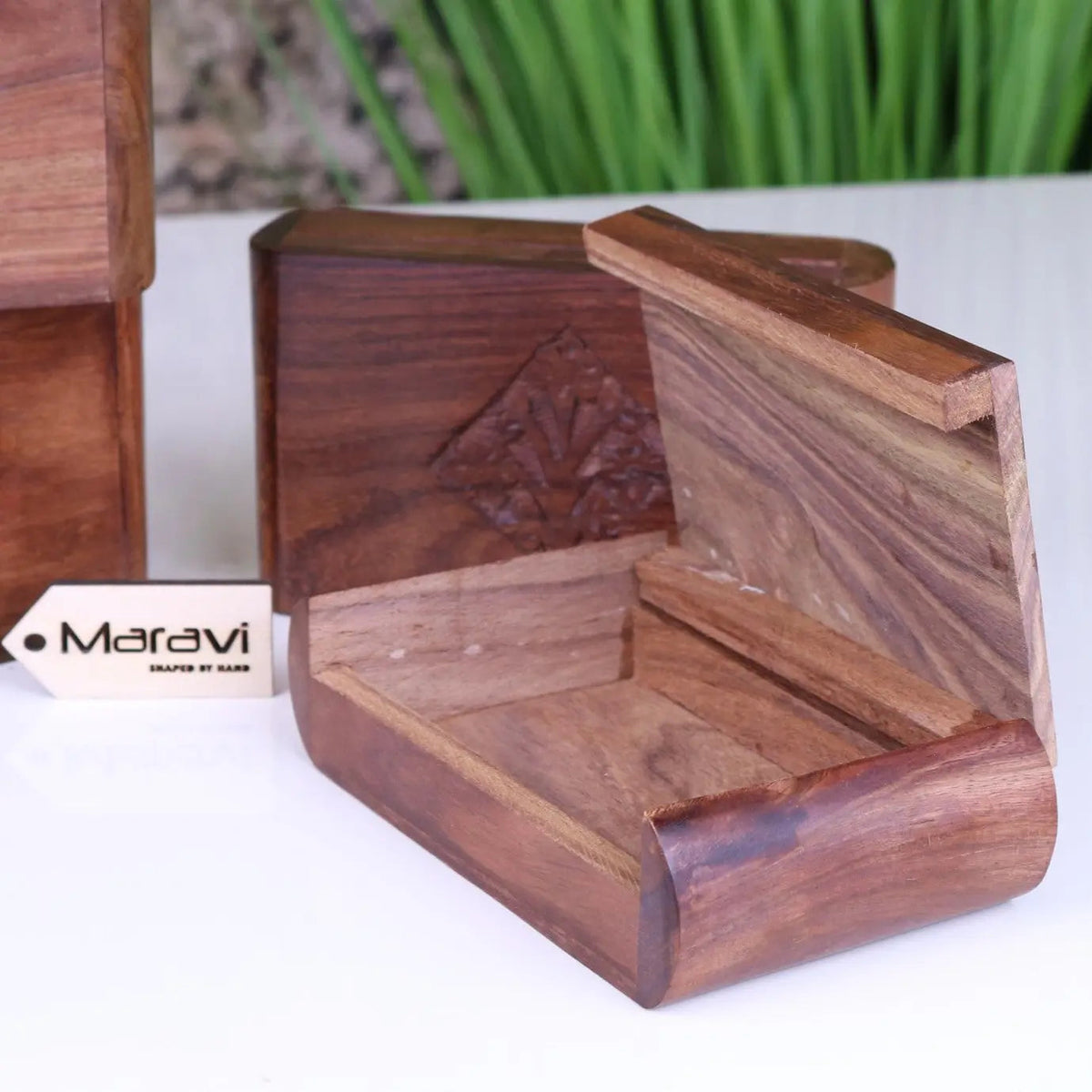 Fata Wooden Playing Card Box Set of 4 Sheesham Wood