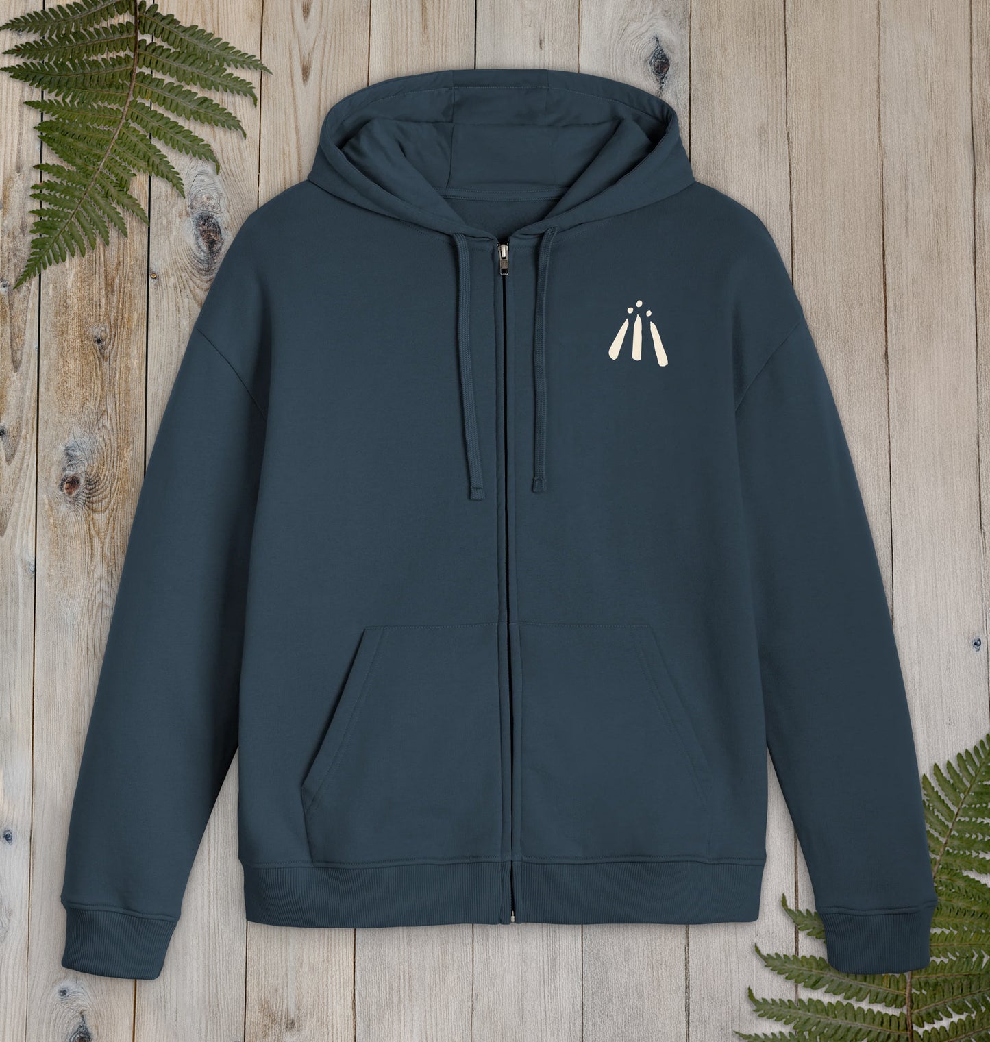 Unisex Full Zip 'Dotted Sunburst' Awen Hoody in Navy