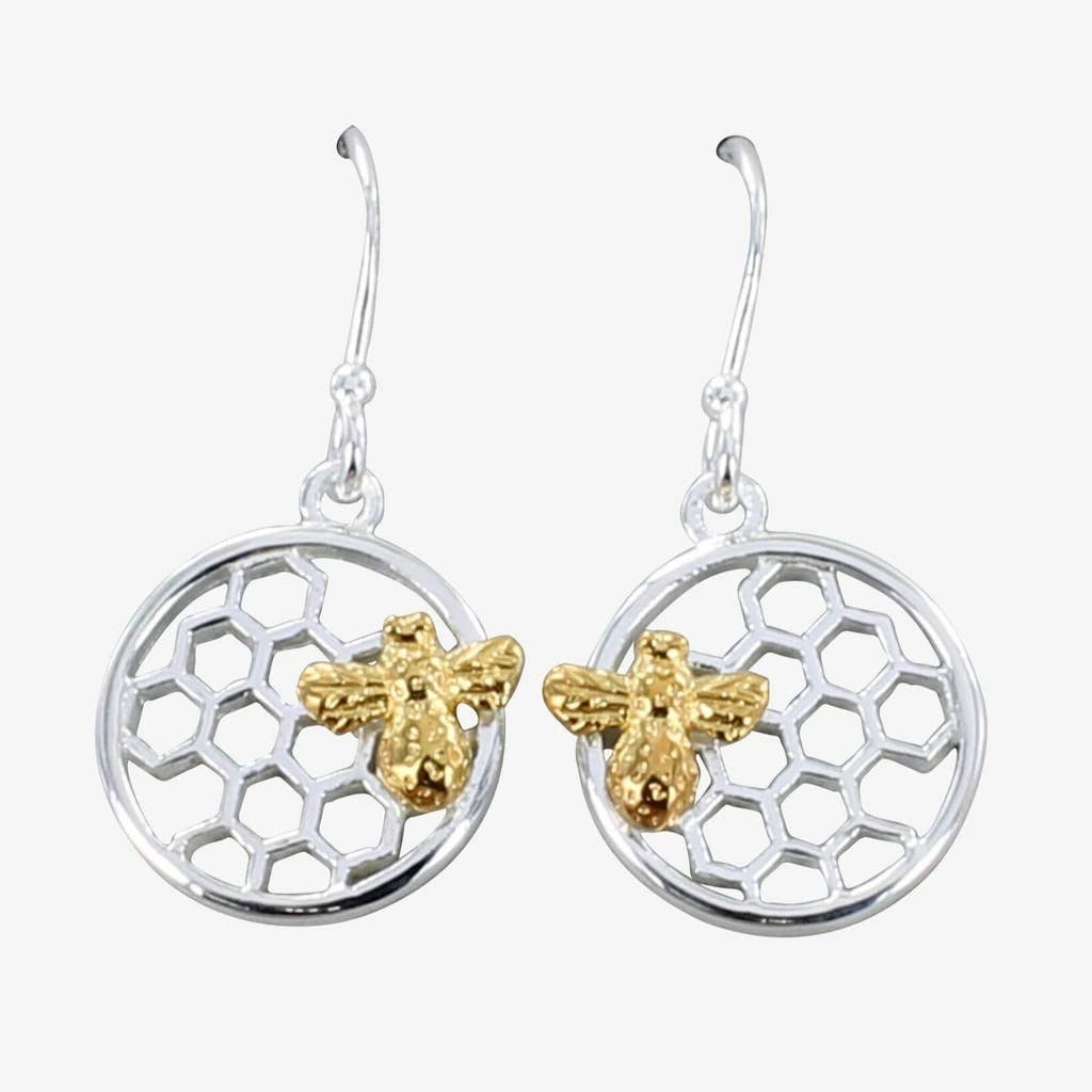 Sterling Silver Bee & Honeycomb Earrings | Reeves and Reeves | OBOD ...