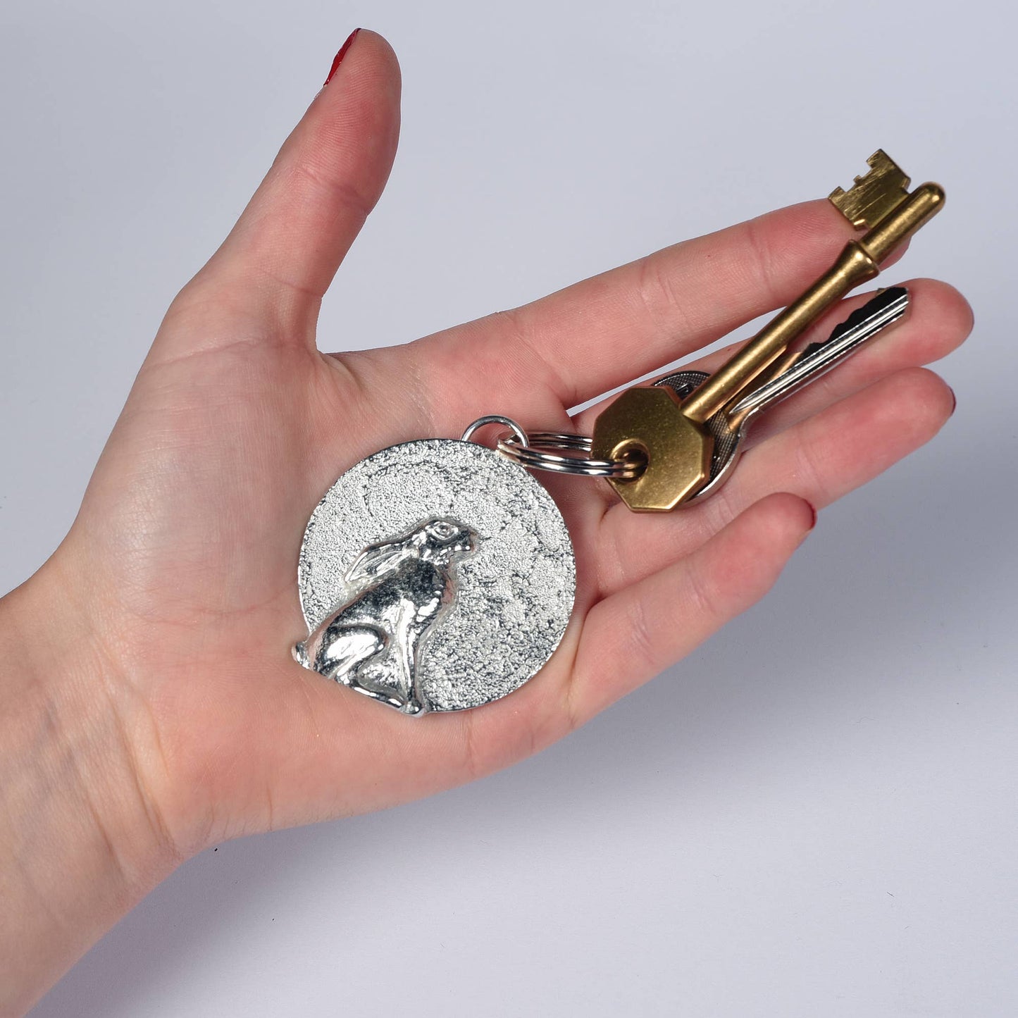 Moongazing Hare Pewter Keyring