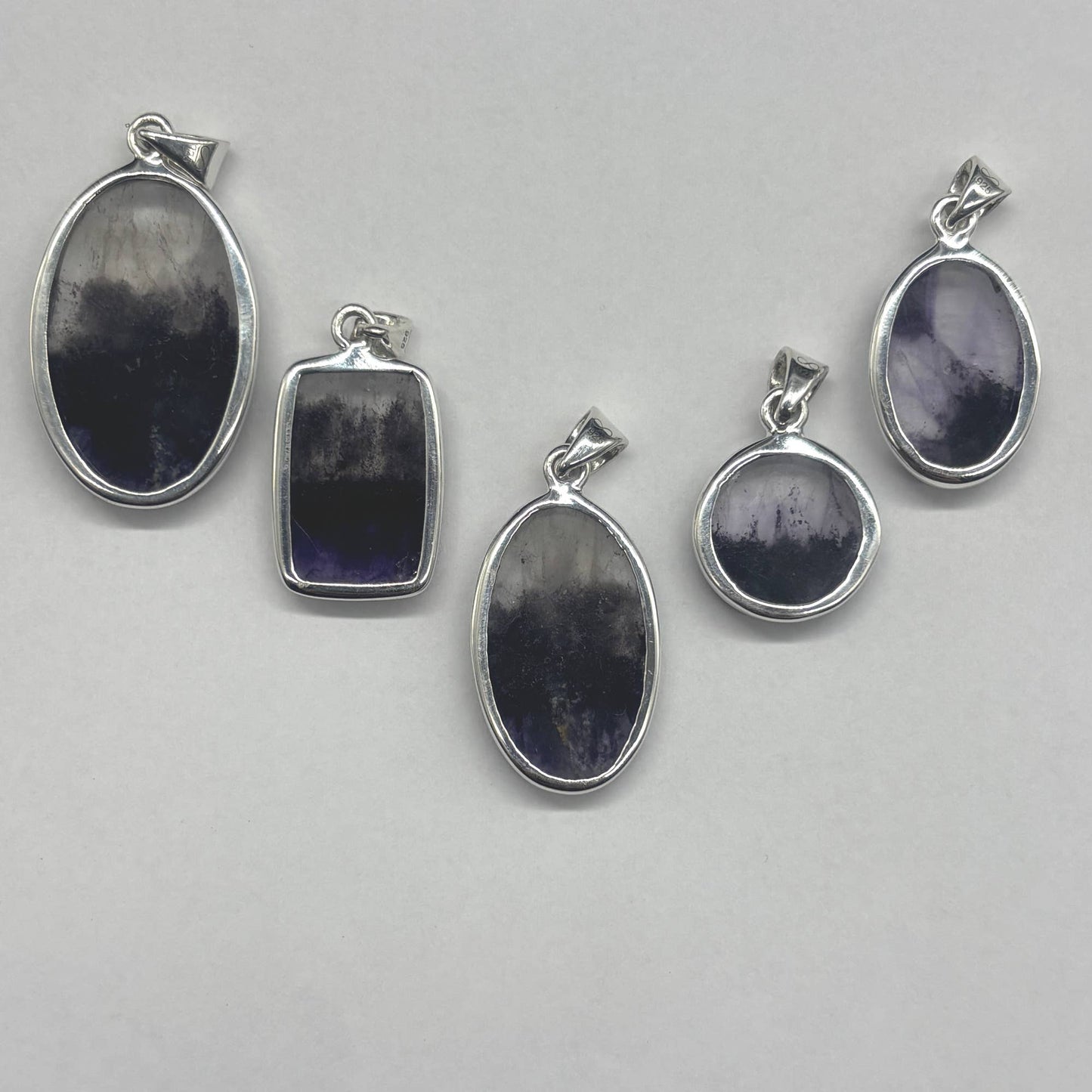 Genuine Blue John Fluorite Pendant set in sterling silver - 2 options