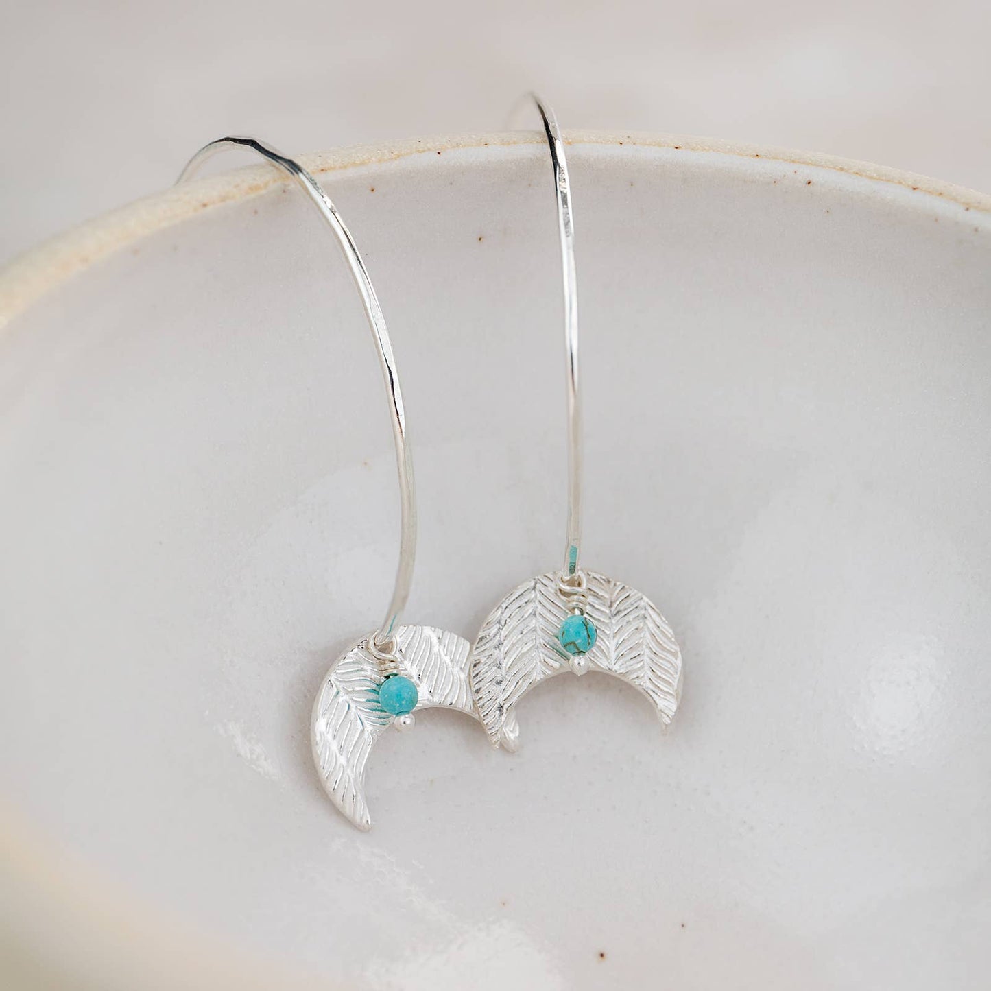 Sterling Silver Moon & Turquoise Hoops