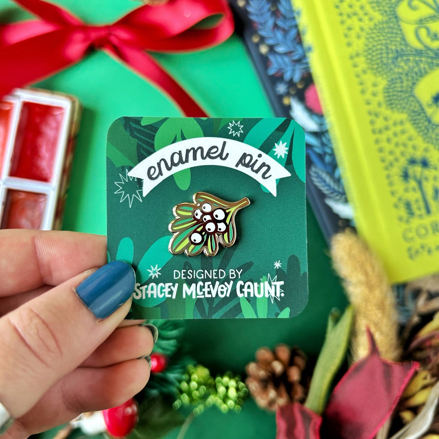 Festive Mistletoe Enamel Pin