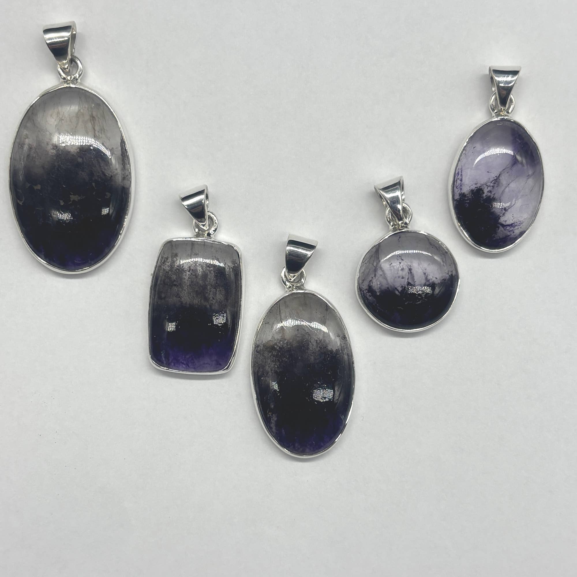 Genuine Blue John Fluorite Pendant set in sterling silver - 2 options ...