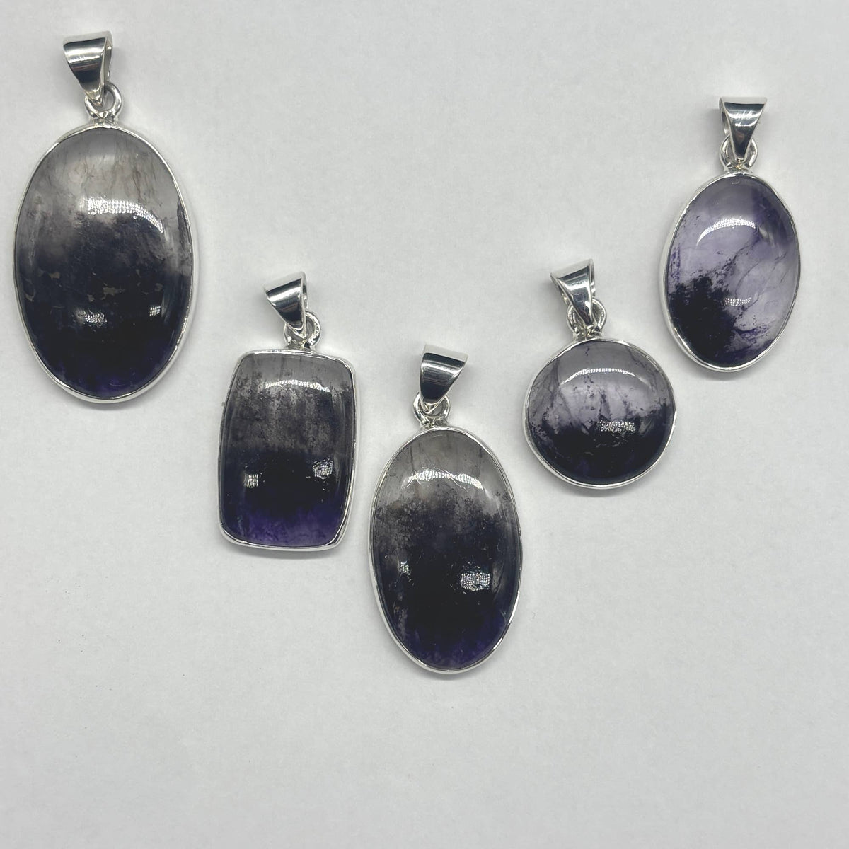 Genuine Blue John Fluorite Pendant set in sterling silver