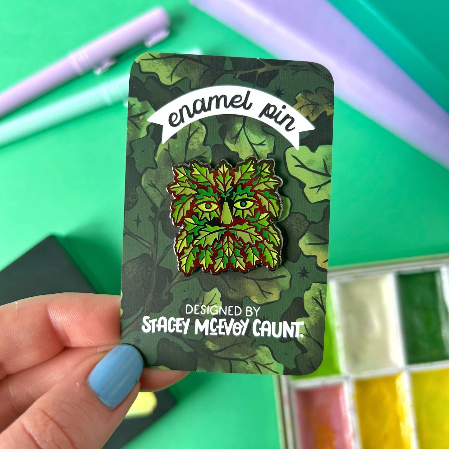 Green Man Enamel Pin