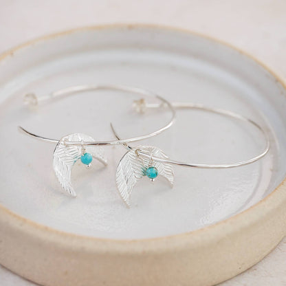 Sterling Silver Moon & Turquoise Hoops