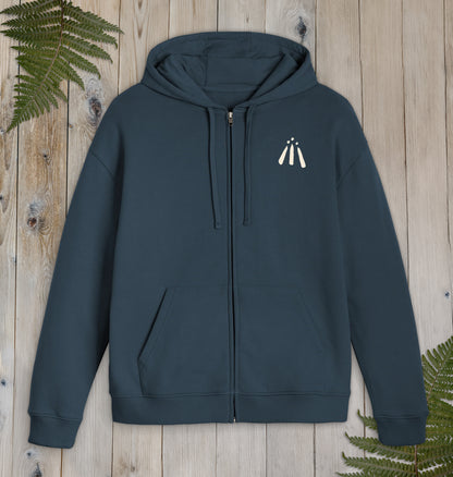 Unisex Full Zip 'Dotted Sunburst' Awen Hoody in Navy
