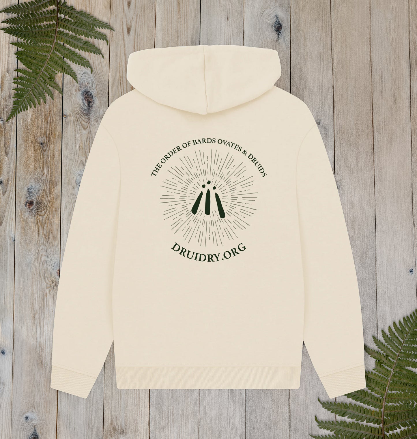 Unisex Kangaroo Pocket 'Lined Sunburst' Awen Hoody in Oat