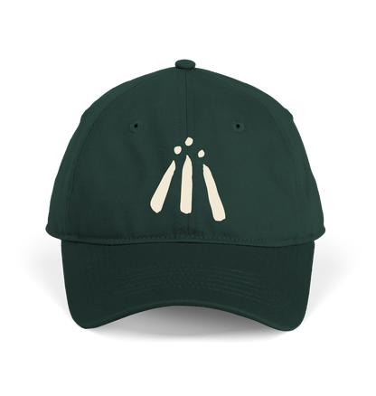 Cream Awen print on 'Evergreen' green cap