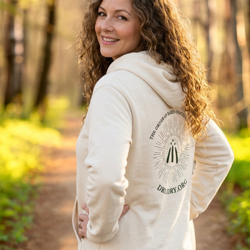 Unisex Kangaroo Pocket 'Lined Sunburst' Awen Hoody in Oat
