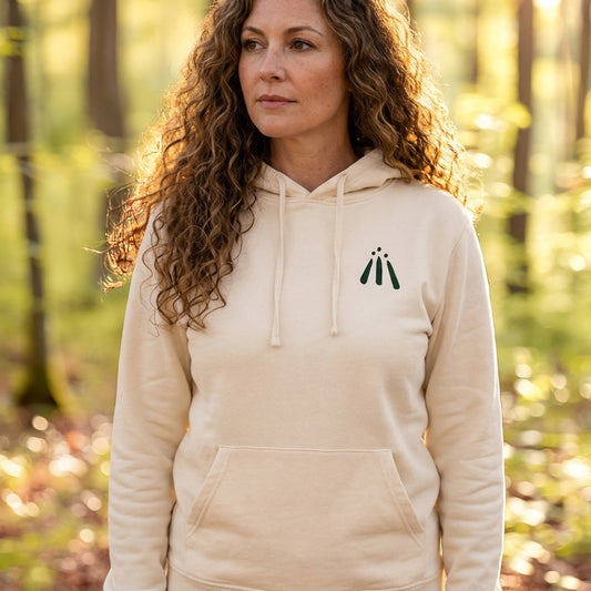 Unisex Kangaroo Pocket 'Lined Sunburst' Awen Hoody in Oat