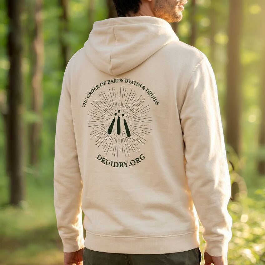Unisex Kangaroo Pocket 'Lined Sunburst' Awen Hoody in Oat