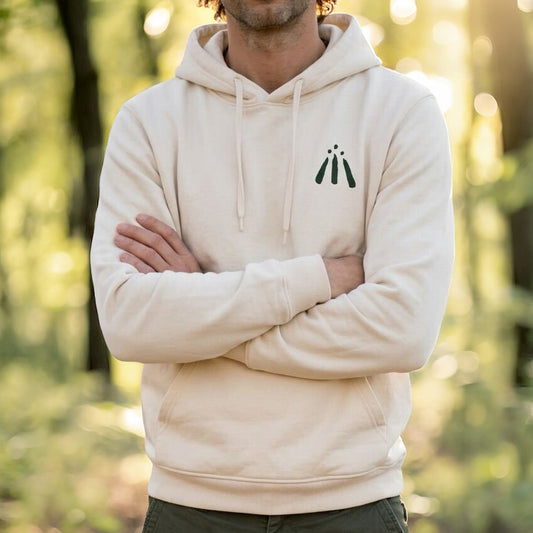Unisex Kangaroo Pocket 'Lined Sunburst' Awen Hoody in Oat