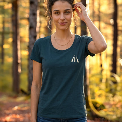 Women's 'Dotted Sunburst' Awen Scoop Neck T-Shirt in Denim
