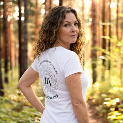 Women's ‘Lined Sunburst' Awen Scoop Neck T-Shirt in White
