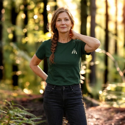 Women's 'Dotted Sunburst' Awen T-Shirt in Evergreen