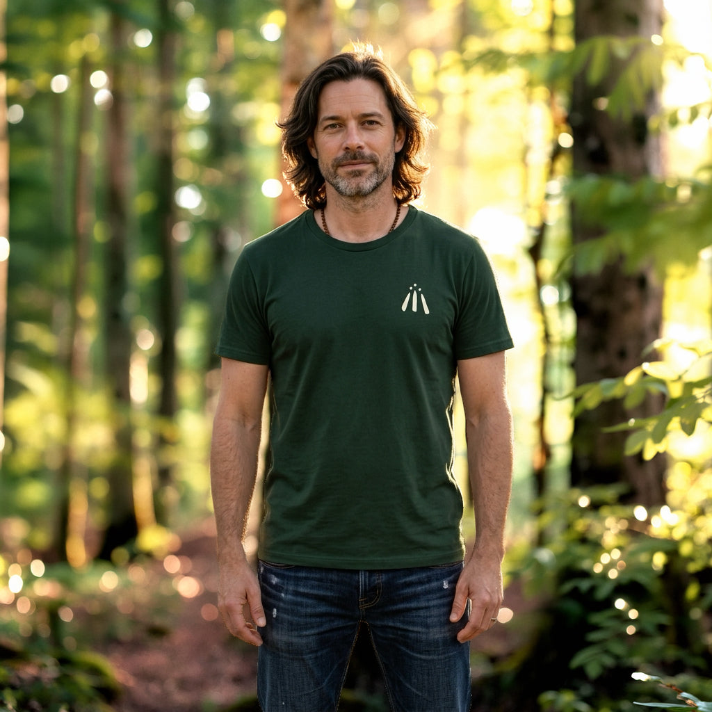 Men's 'Dotted Sunburst' Awen T-Shirt in Evergreen