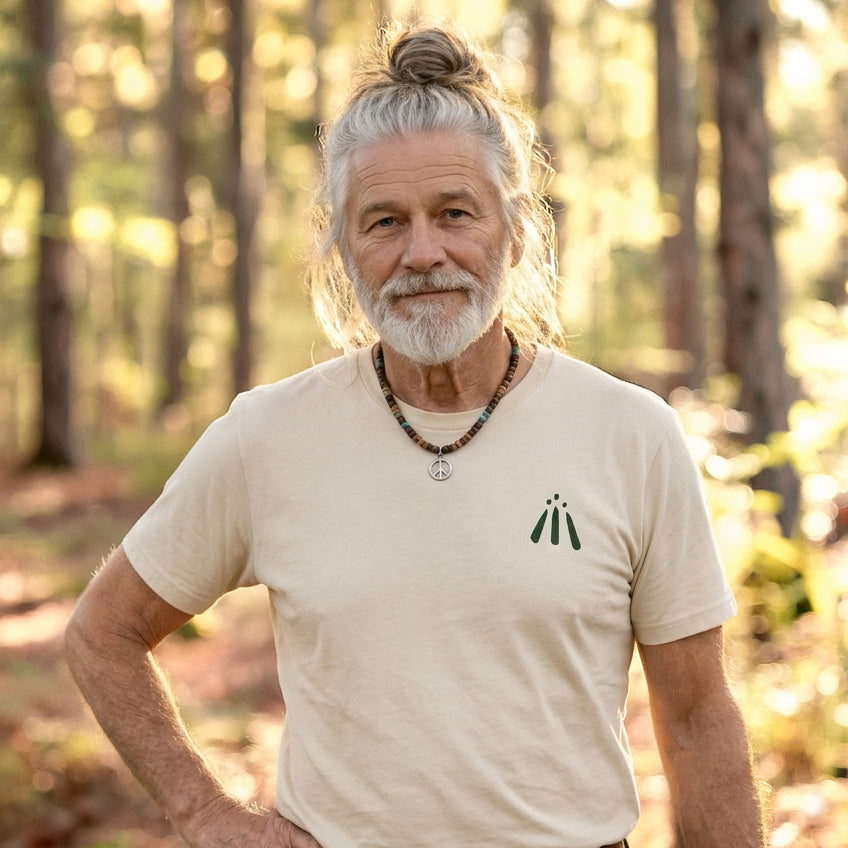 Men's ‘Lined Sunburst' Awen T-Shirt in Oat
