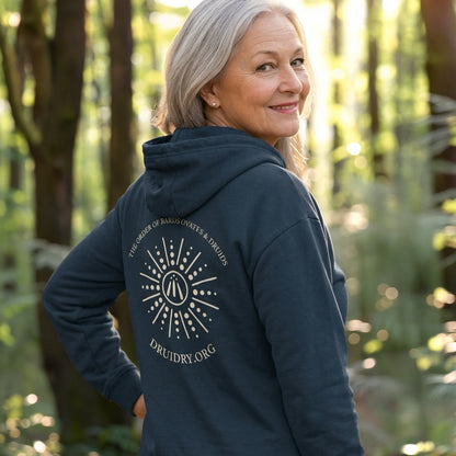 Unisex Full Zip 'Dotted Sunburst' Awen Hoody in Navy