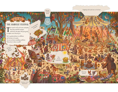 Here We Go Round the Woodland Year: A Lift-the-Flap Book by Rachel Piercey